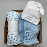 Welcome Baby Boy Box - Hat, snap outfit, swaddle blanket