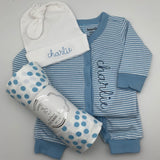 Welcome Baby Boy Box - Hat, snap outfit, swaddle blanket